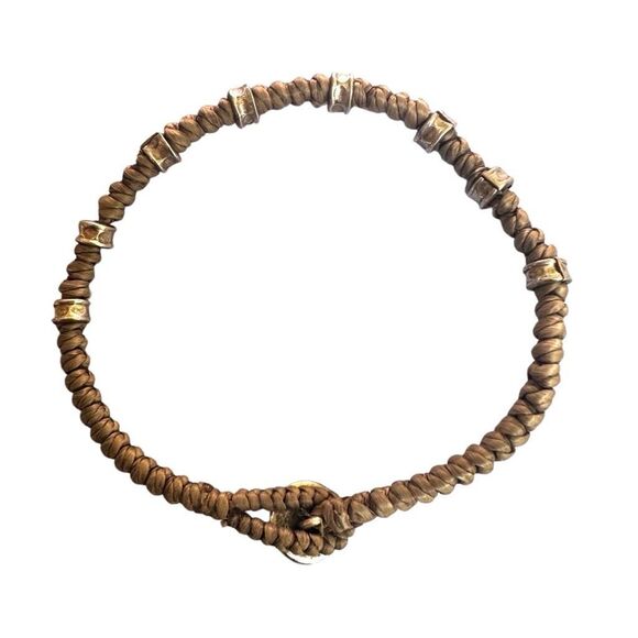 Sterling silver grey cord artisan bracelet - Picture 2 of 8